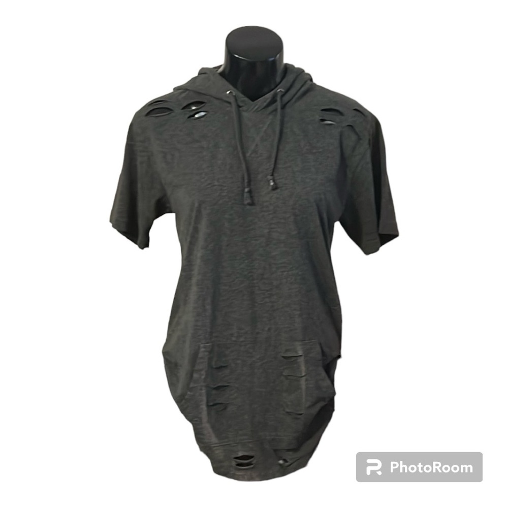 2/$14 💀 | Grunge Short Sleeve Hoodie | Grey | Black Label | Men’s Small
